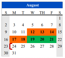 District School Academic Calendar for Port Isabel High School for August 2020