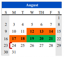 District School Academic Calendar for Cameron Co J J A E P for August 2020