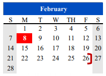 District School Academic Calendar for Cameron Co J J A E P for February 2021