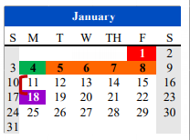 District School Academic Calendar for Derry Elementary School for January 2021
