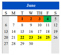 District School Academic Calendar for Cameron Co J J A E P for June 2021