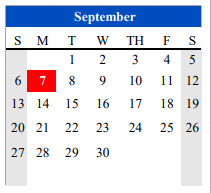 District School Academic Calendar for Cameron Co J J A E P for September 2020