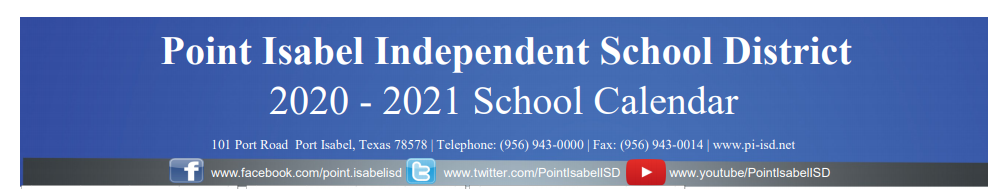 District School Academic Calendar for Port Isabel High School