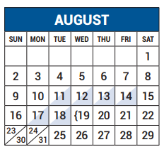 District School Academic Calendar for Math/science/tech Magnet for August 2020