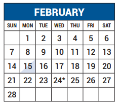 District School Academic Calendar for Lake Highlands J H for February 2021