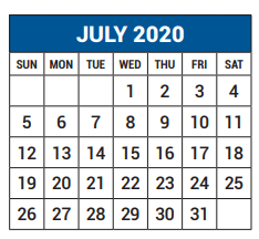 District School Academic Calendar for Stults Road Elementary for July 2020