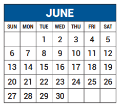 District School Academic Calendar for Bowie Elementary for June 2021
