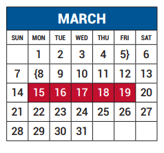 District School Academic Calendar for Pearce High School for March 2021