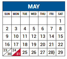 District School Academic Calendar for Richardson North Junior High for May 2021