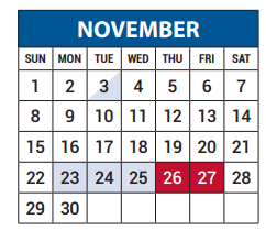 District School Academic Calendar for Math/science/tech Magnet for November 2020