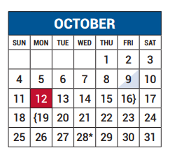 District School Academic Calendar for Carolyn G Bukhair Elementary for October 2020