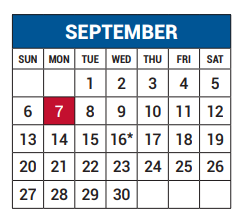 District School Academic Calendar for Dobie Pri for September 2020