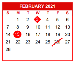 District School Academic Calendar for Academy For Excellence for February 2021
