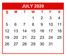 District School Academic Calendar for Nueces Co J J A E P for July 2020