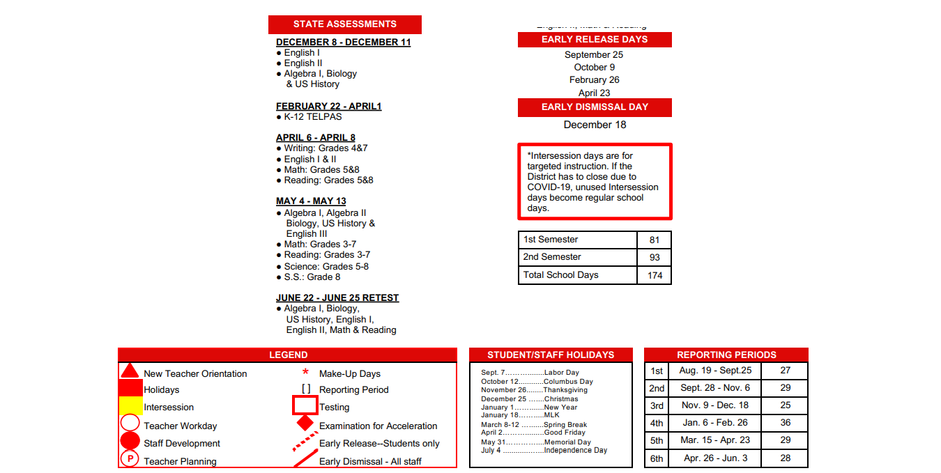 District School Academic Calendar Key for San Pedro Elementary