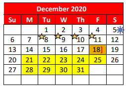 District School Academic Calendar for Instr & Guide Ctr for December 2020