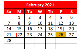 District School Academic Calendar for Ynes B Escobar El for February 2021