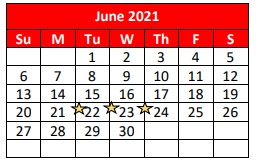 District School Academic Calendar for Instr & Guide Ctr for June 2021