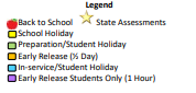 District School Academic Calendar Legend for Vera El