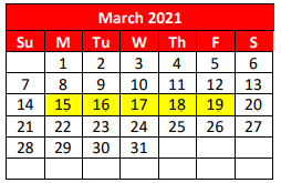 District School Academic Calendar for New Middle for March 2021