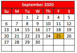 District School Academic Calendar for New El for September 2020