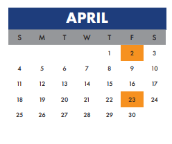 District School Academic Calendar for Pfeiffer Academy for April 2021