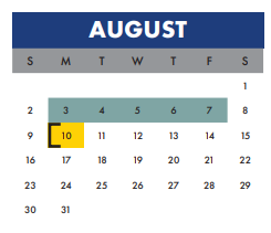 District School Academic Calendar for Tynan Elementary for August 2020