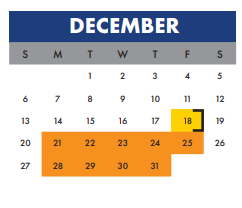 District School Academic Calendar for Lanier High School for December 2020