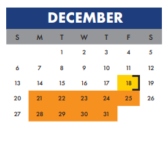 District School Academic Calendar for David Crockett Elementary for December 2020