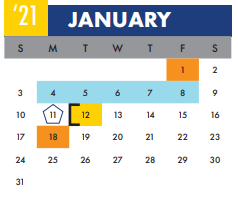 District School Academic Calendar for Estrada Achievement Ctr for January 2021