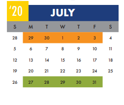 District School Academic Calendar for Estrada Achievement Ctr for July 2020