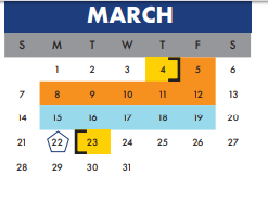 District School Academic Calendar for Healy Murphy Daep Discretionary for March 2021