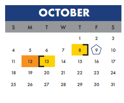 District School Academic Calendar for Irving Middle for October 2020