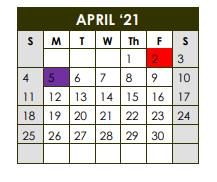 District School Academic Calendar for Selman Int for April 2021