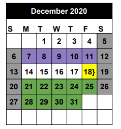 District School Academic Calendar for Seminole Success Ctr for December 2020