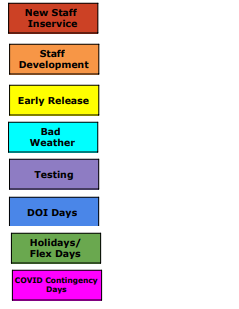 District School Academic Calendar Legend for Seminole Elementary