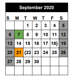 District School Academic Calendar for Seminole Success Ctr for September 2020