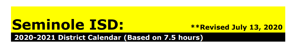 District School Academic Calendar for Seminole H S