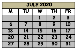 District School Academic Calendar for Seminole County Crossroads Alternative School for July 2020