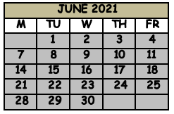 District School Academic Calendar for Seminole County Crossroads Alternative School for June 2021