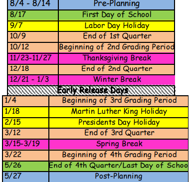 District School Academic Calendar Legend for Seminole County Crossroads Alternative School