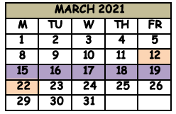 District School Academic Calendar for Seminole County Crossroads Alternative School for March 2021