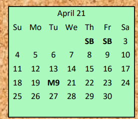 District School Academic Calendar for Gordonsville High School for April 2021