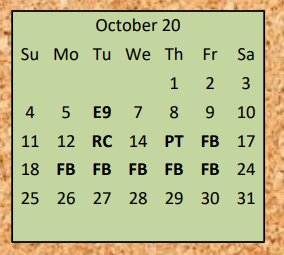 District School Academic Calendar for New Middleton Elementary for October 2020