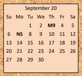 District School Academic Calendar for Carthage Elementary School for September 2020