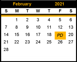 District School Academic Calendar for East El for February 2021