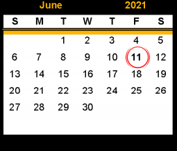 District School Academic Calendar for Snyder J H for June 2021