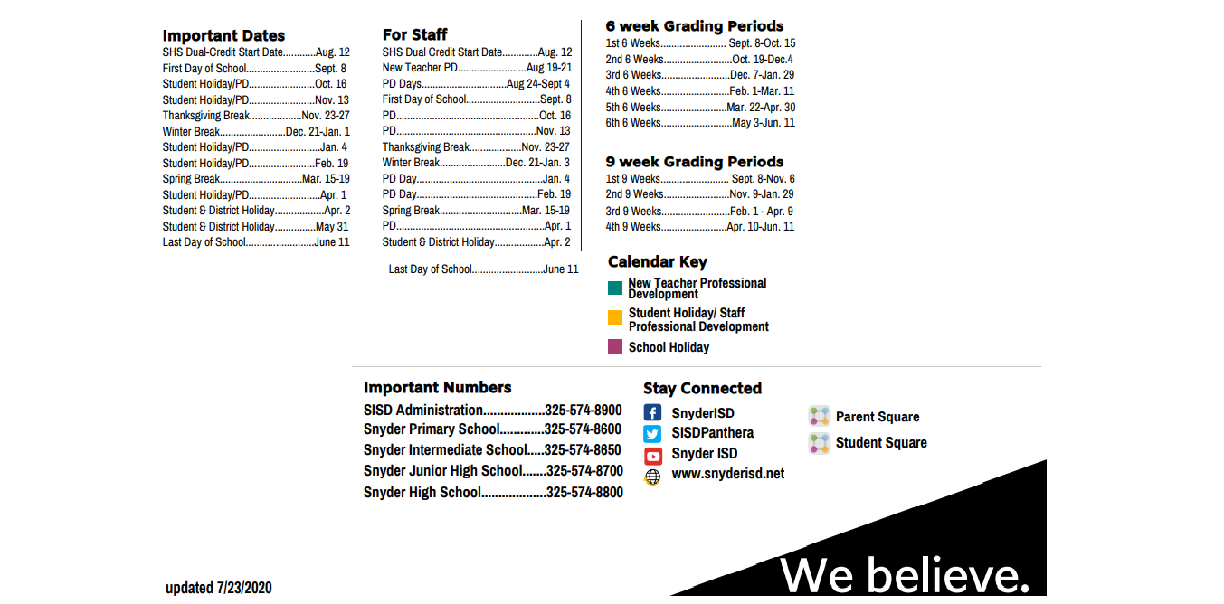 District School Academic Calendar Key for West El