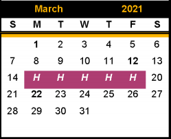 District School Academic Calendar for Snyder J H for March 2021