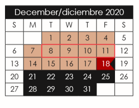 District School Academic Calendar for Socorro Middle for December 2020
